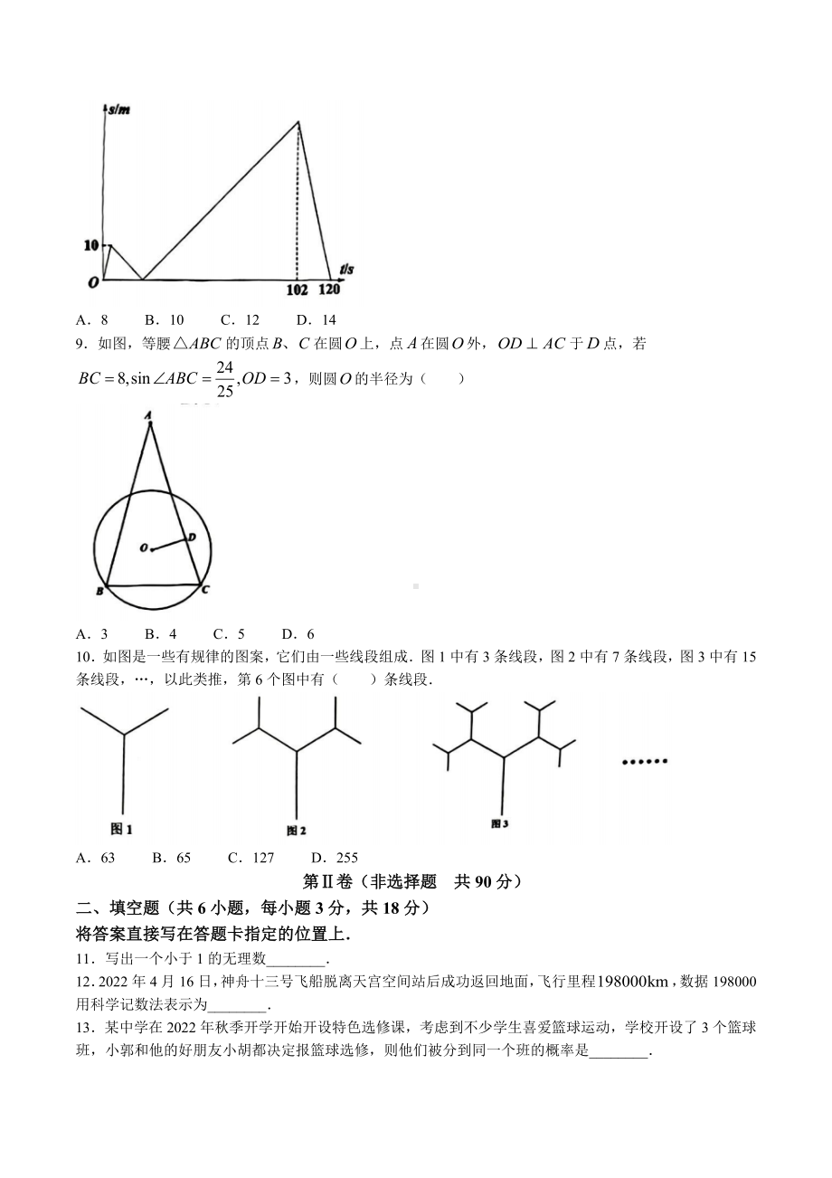 2023年湖北省武汉市洪山区中考模拟数学试卷+答案.doc_第2页