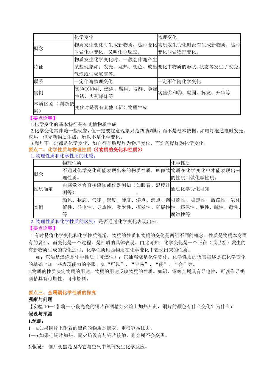 科粤版初三化学上册-物质的变化和性质-知识点讲解(常考点练习).doc_第2页