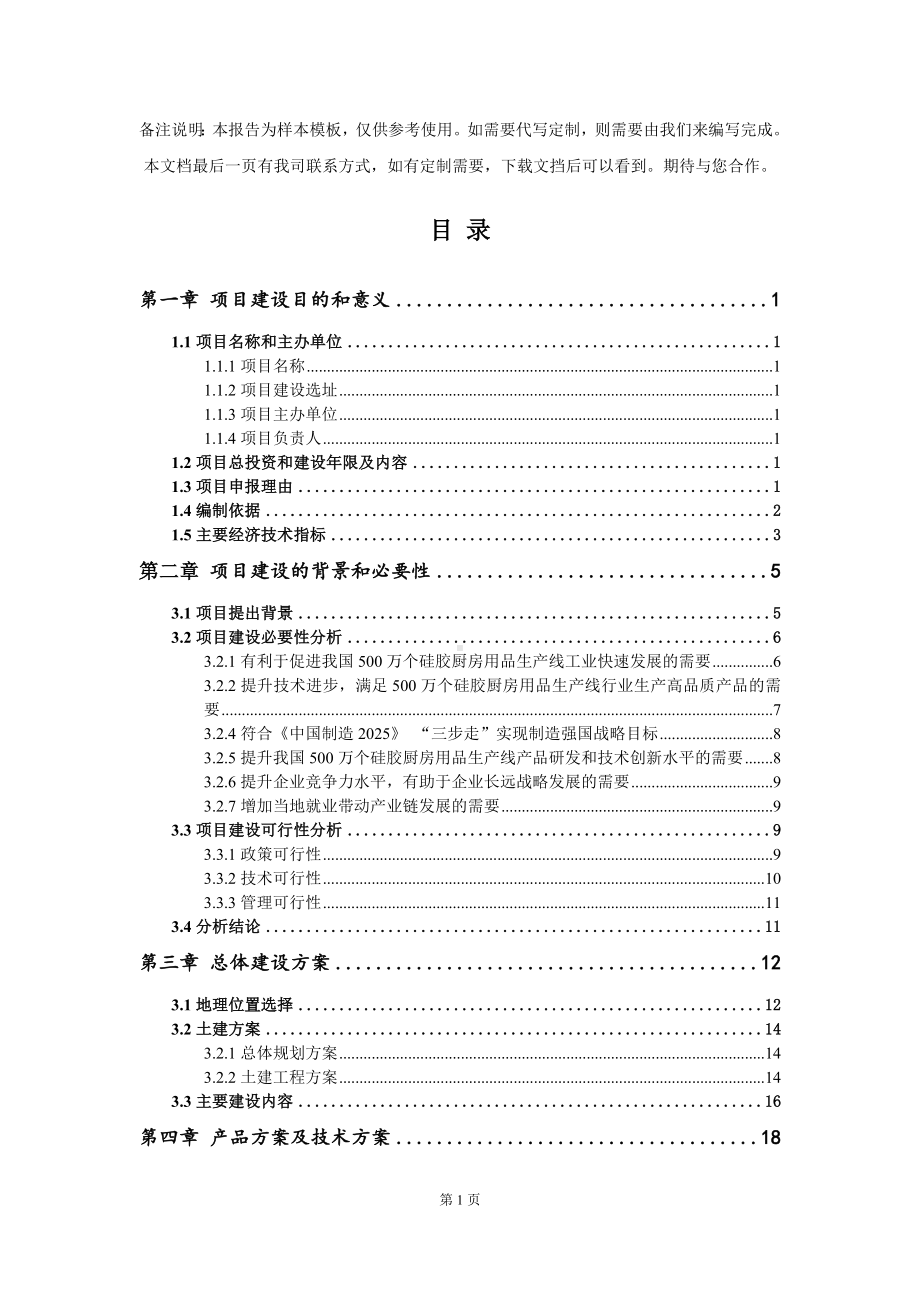 500万个硅胶厨房用品生产线项目建议书写作模板.doc_第2页