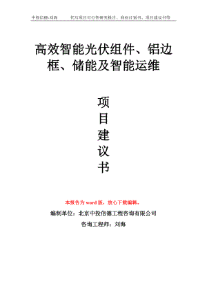 高效智能光伏组件、铝边框、储能及智能运维项目建议书写作模板.doc