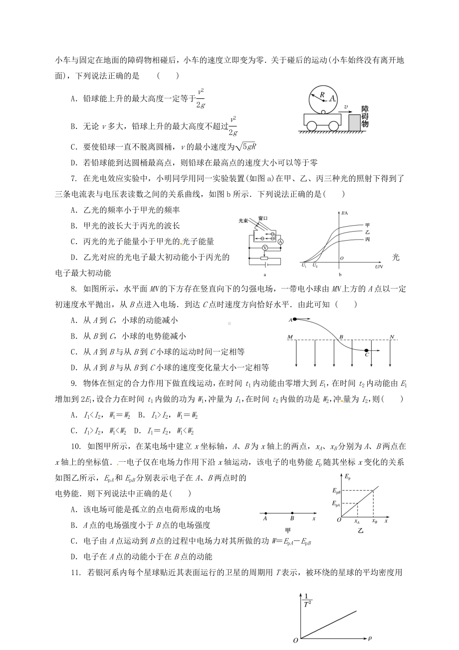 精选高二物理6月月考试题无答案.doc_第2页