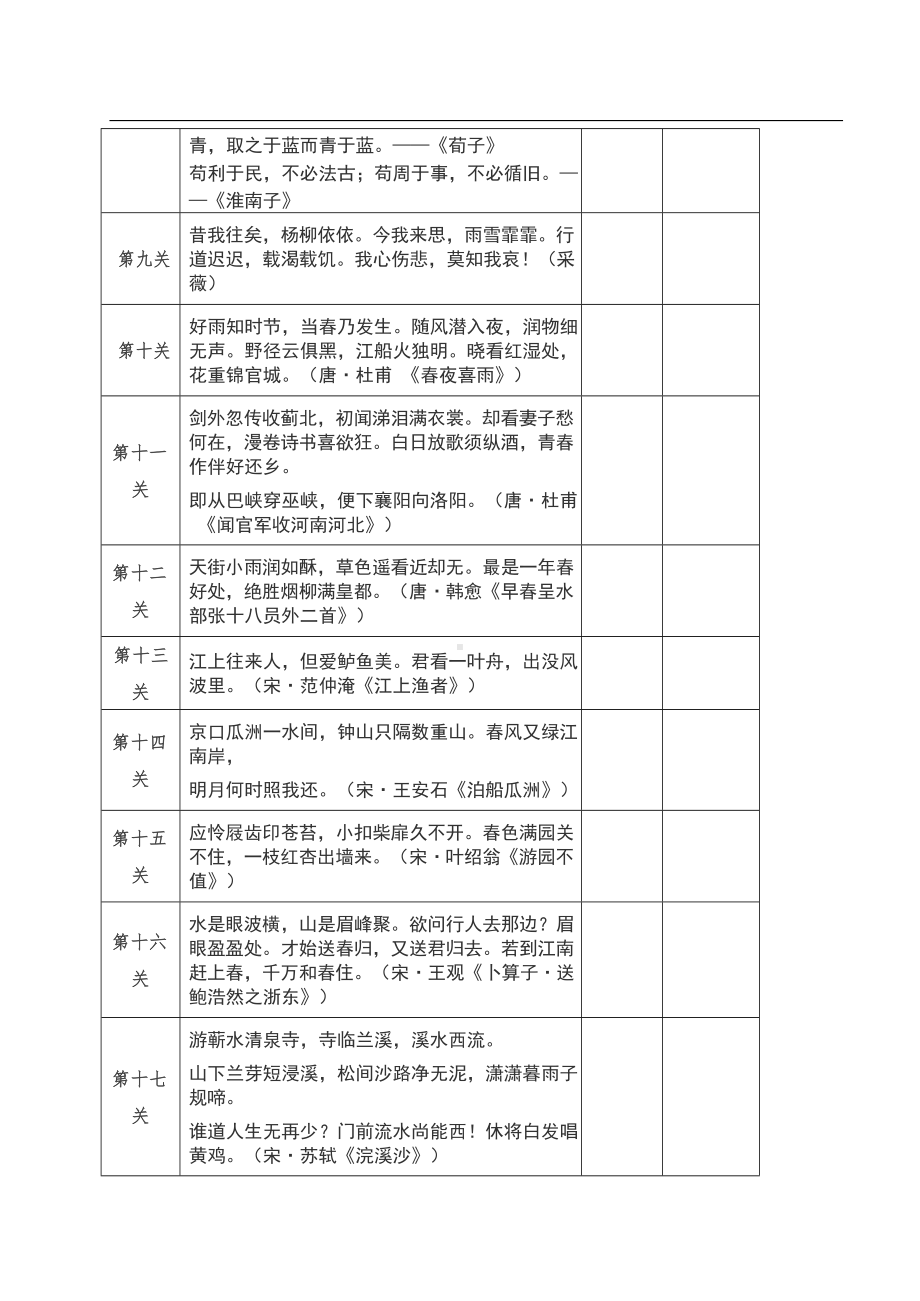 六年级语文下册《背诵闯关表》.docx_第3页