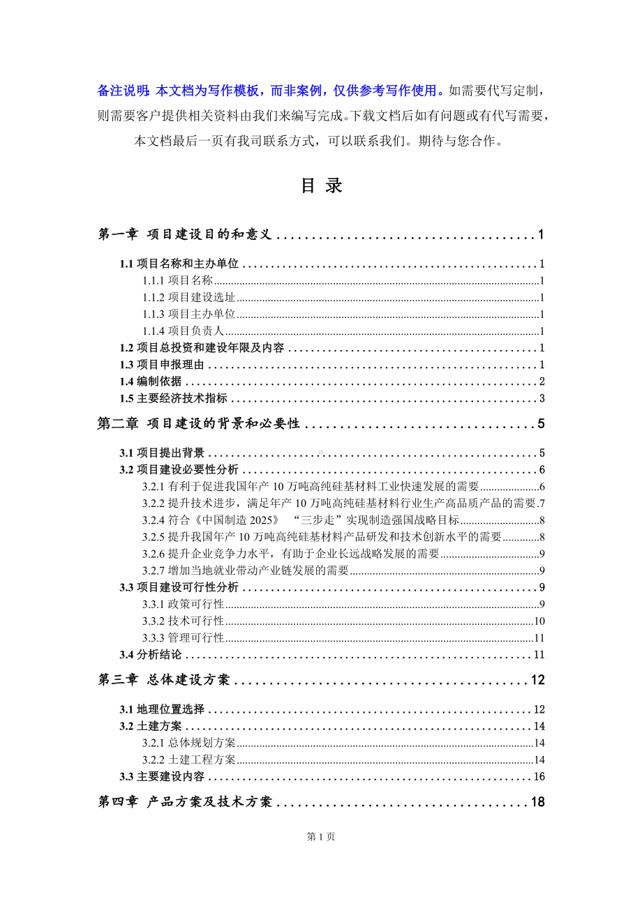 年产10万吨高纯硅基材料项目建议书写作模板.doc_第2页