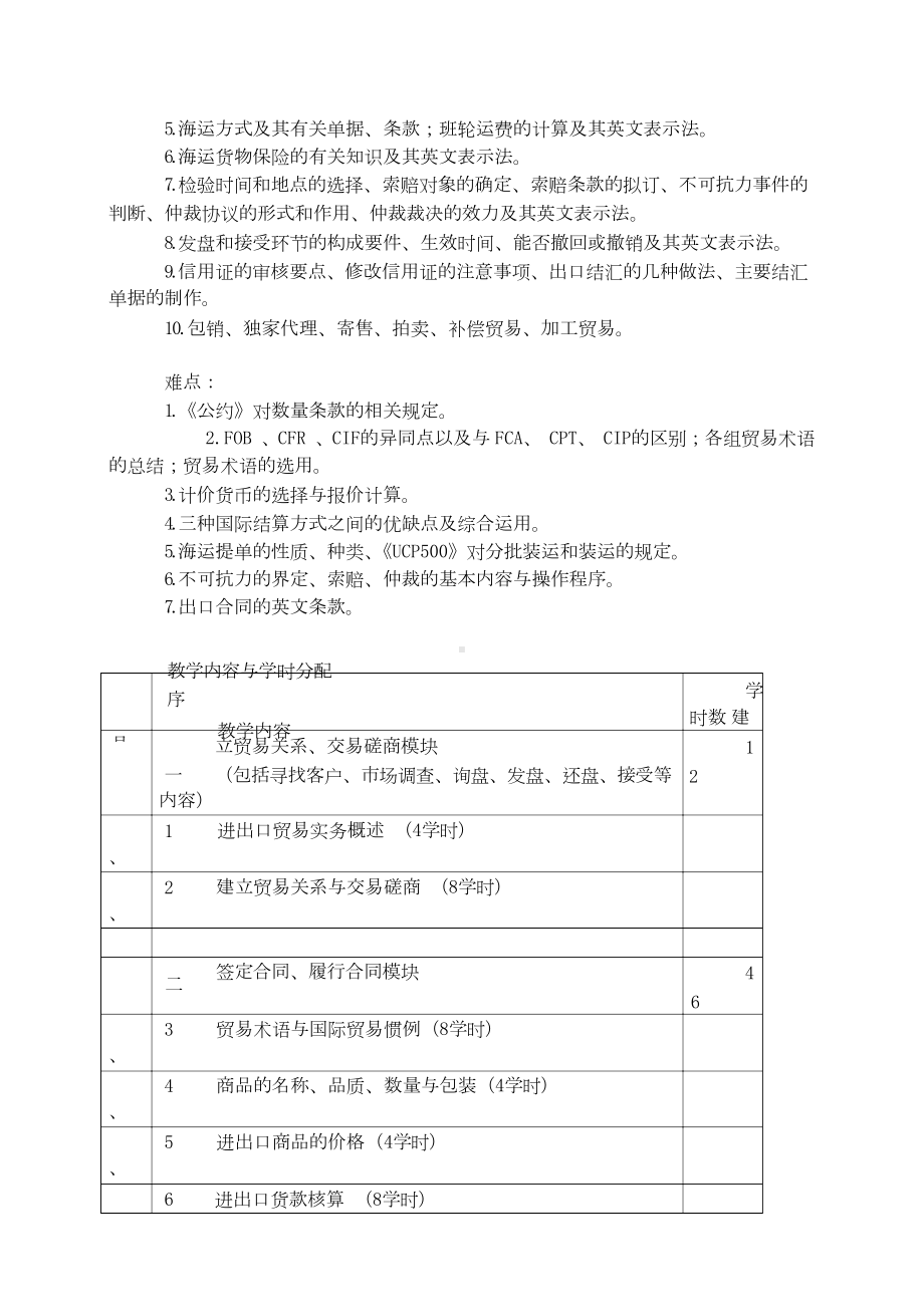 进出口贸易实务教学大纲.docx_第2页