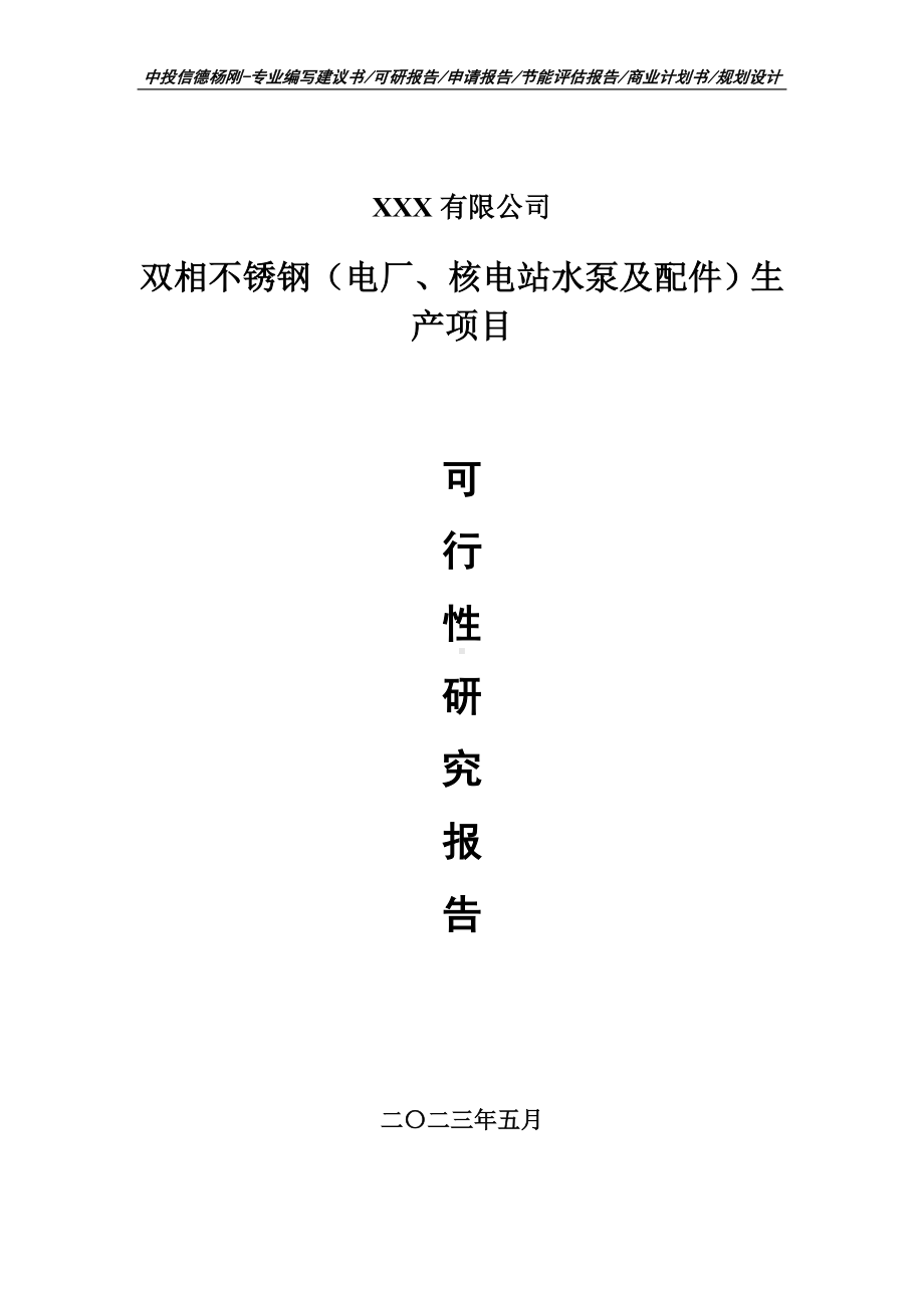 双相不锈钢（电厂、核电站水泵及配件）项目可行性研究报告.doc_第1页