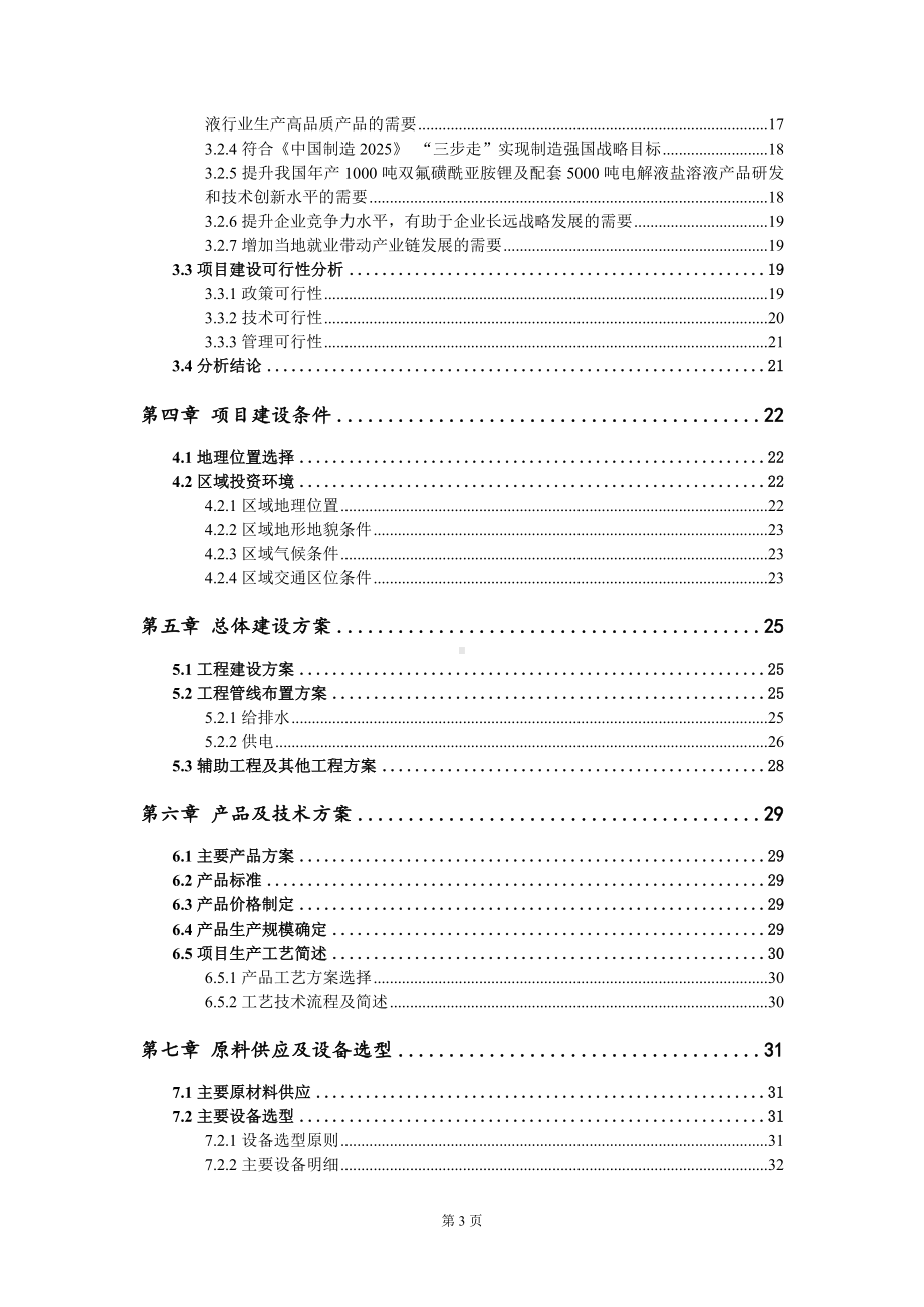 年产1000吨双氟磺酰亚胺锂及配套5000吨电解液盐溶液项目可行性研究报告写作模板定制代写.doc_第3页