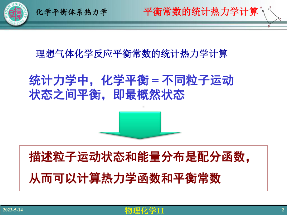 物理化学Ⅱ54-化学平衡体系热力学(四)-反应平衡常数的统计热力学计算-2课件.ppt_第2页