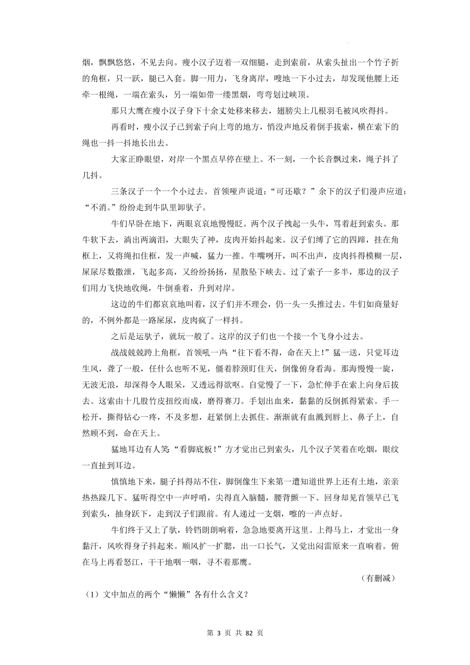 2023年中考语文二模试卷 3套汇编（含答案解析）.docx_第3页