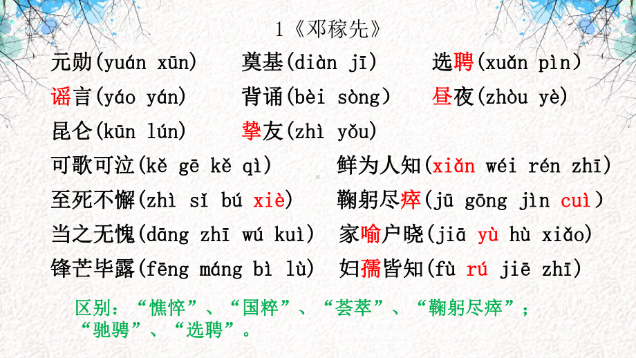 部编版七年级下第一单元生字词复习课件.pptx_第2页