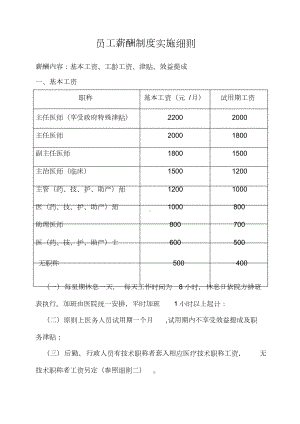 医院员工薪酬制度实施细则(DOC 9页).doc