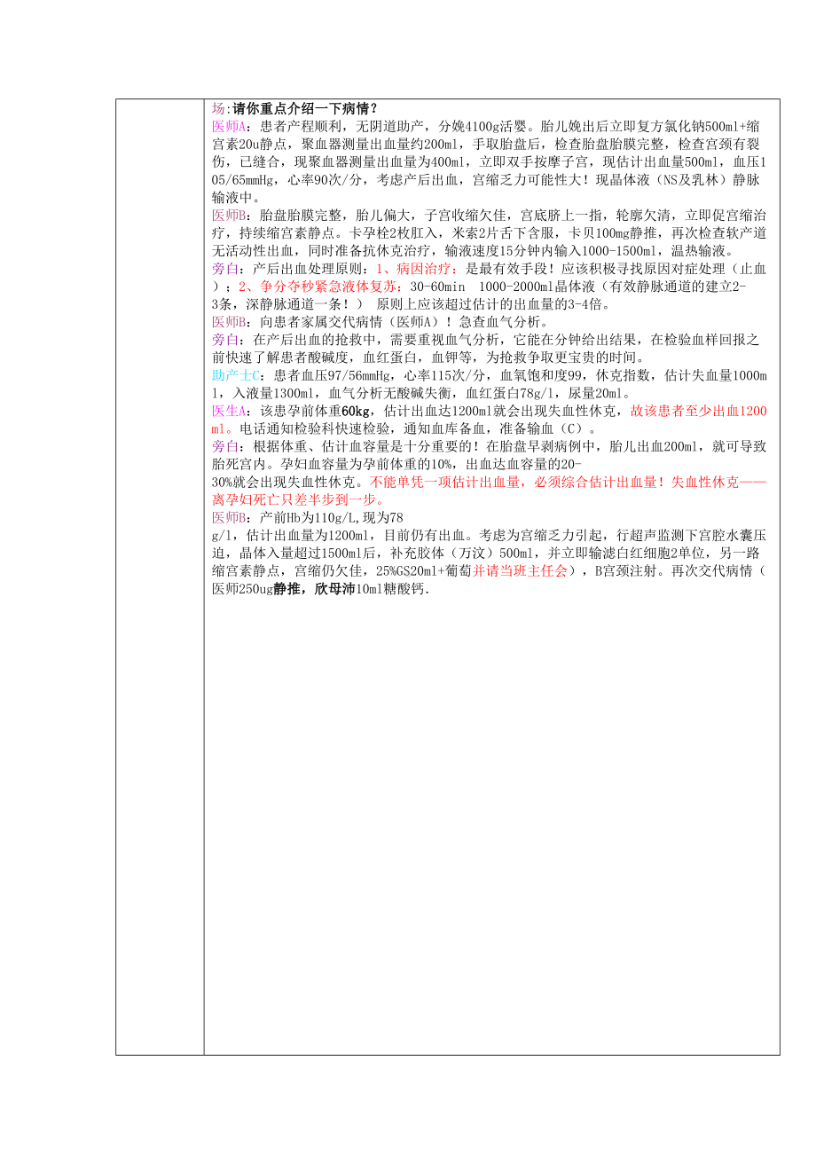 产后大出血患者时应急预案演练记录(DOC 9页).doc_第3页