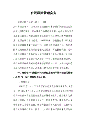 合规风险管理实务及案例分析电子教案(DOC 20页).doc