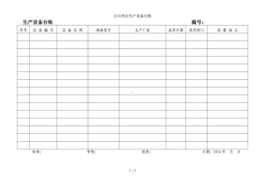 公司单位生产设备台账参考模板范本.doc_第1页