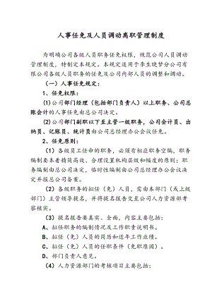 人事任免及人员调动离职管理制度(DOC 18页).doc