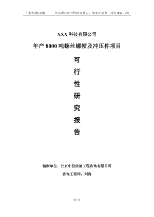 年产8000吨螺丝螺帽及冲压件项目可行性研究报告写作模板定制代写.doc