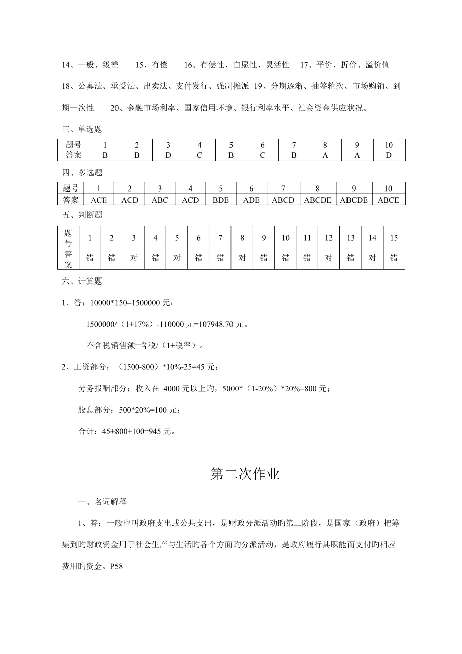 2022年一村一大《财政与金融》课程形成性考核册参考答案.docx_第2页