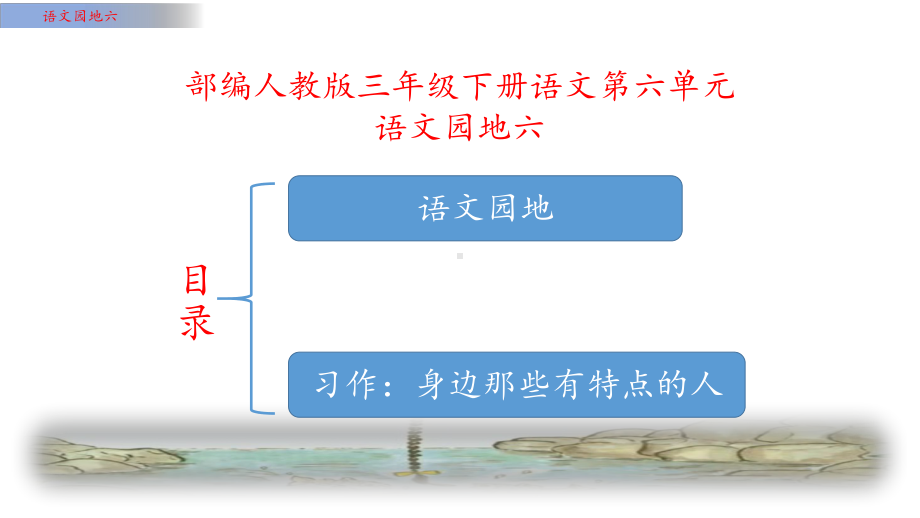 部编人教版语文三年级下册语文园地六(含第六单元作文：身边那些有特点的人)课件.pptx_第1页