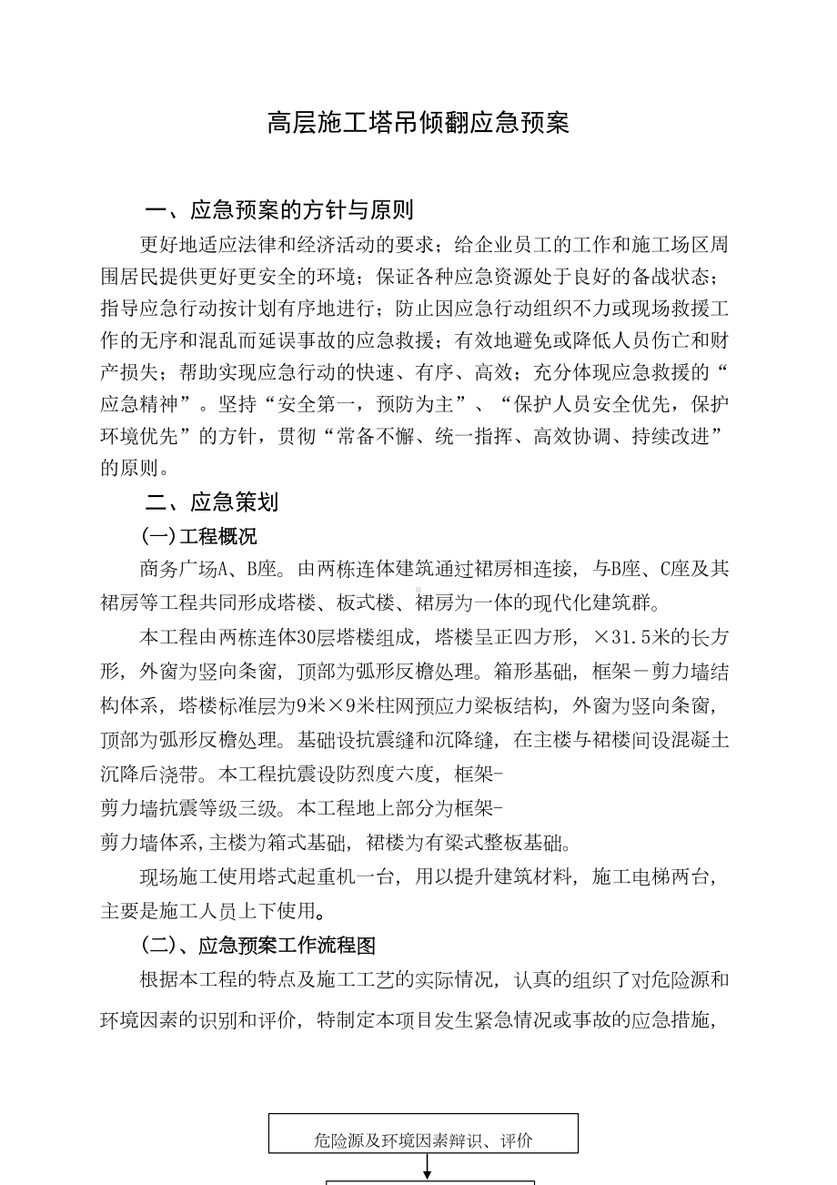 中铁十四局嘉恒广场高层施工应急预案(DOC 11页).doc_第1页