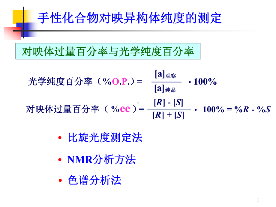 立体有机化学Chapter03手性化合物对映异构体纯度测定课件.pptx_第1页