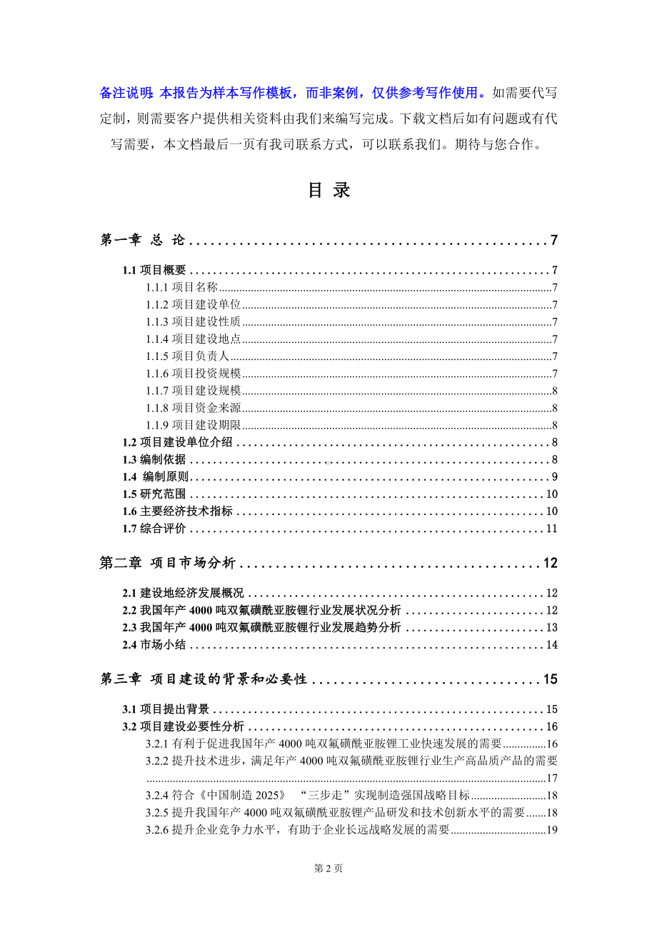 年产4000吨双氟磺酰亚胺锂项目可行性研究报告写作模板定制代写.doc_第2页