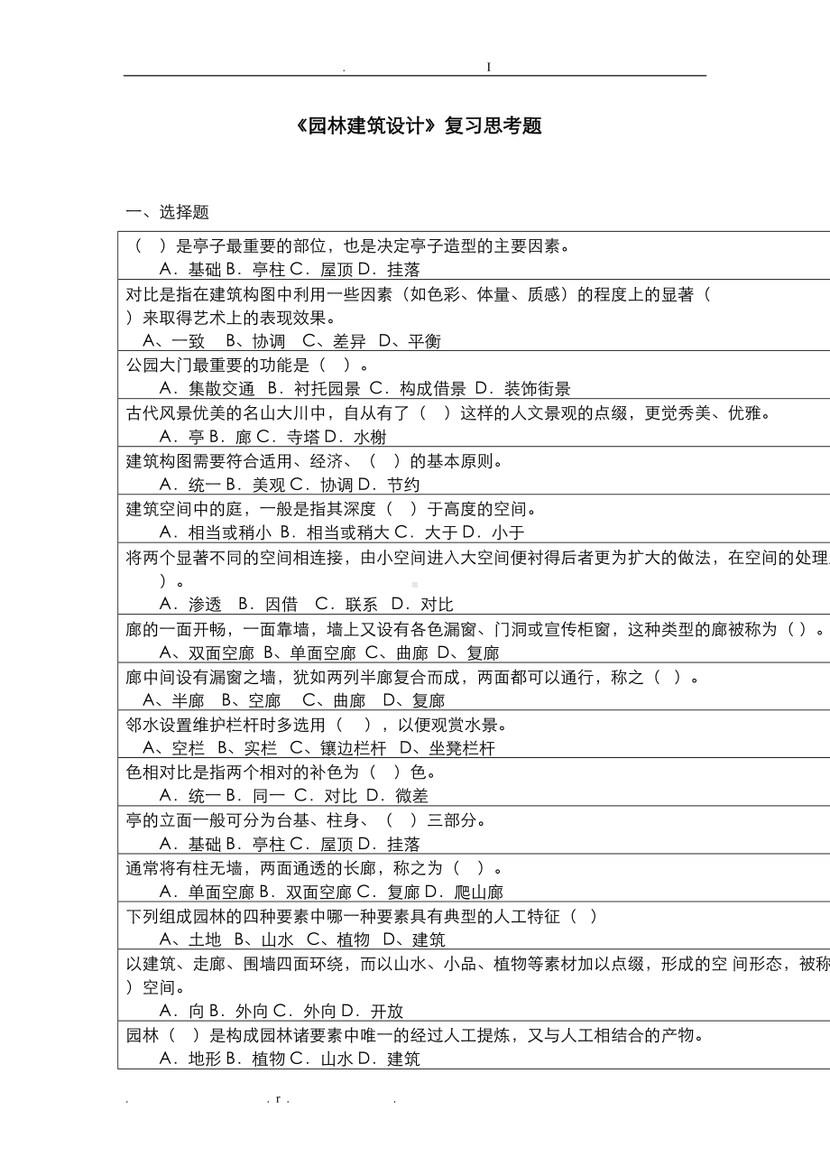 园林建筑设计复习思考题(DOC 13页).doc_第1页