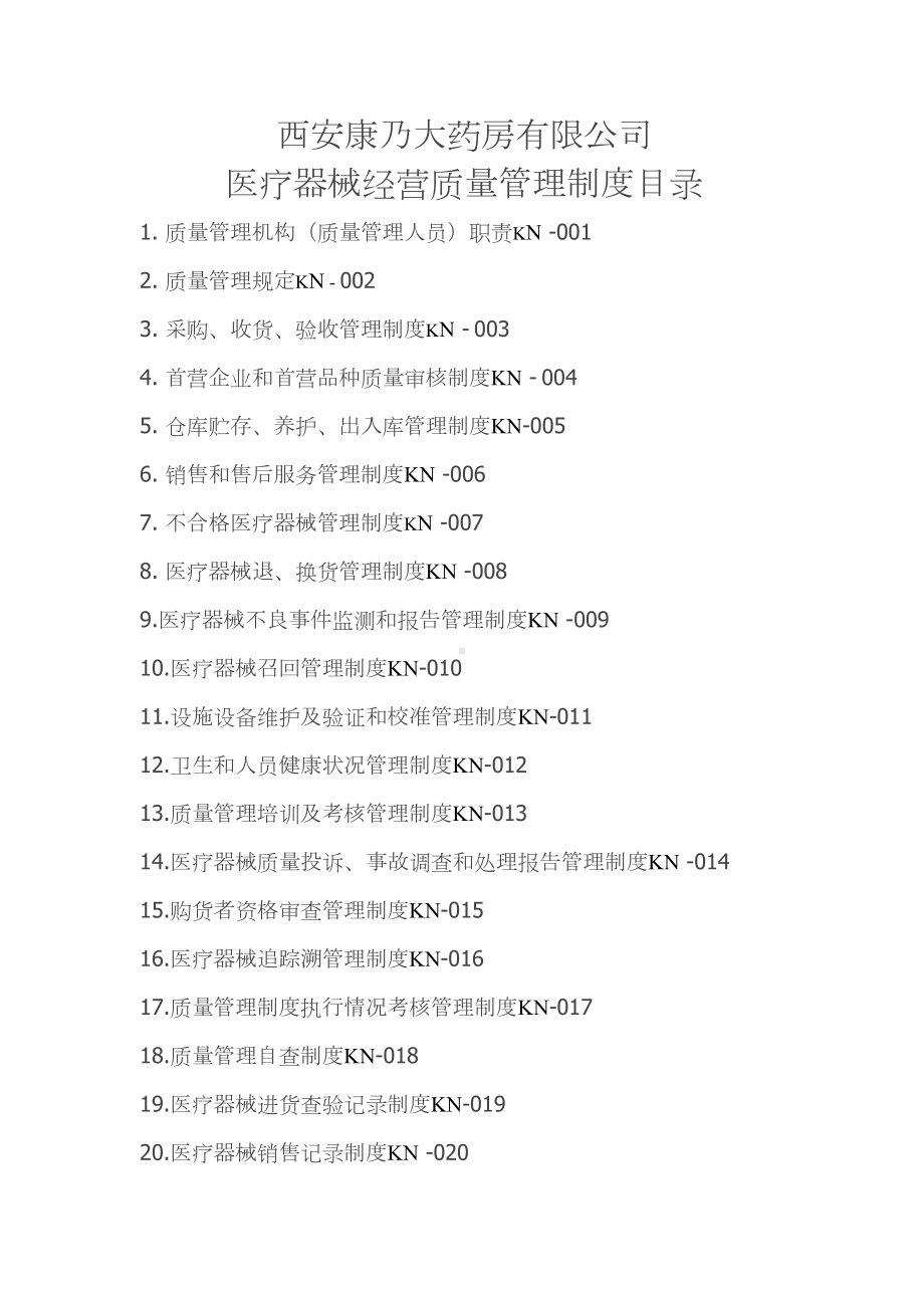 二类医疗器械经营质量管理制度及工作程序(DOC 40页).doc_第1页