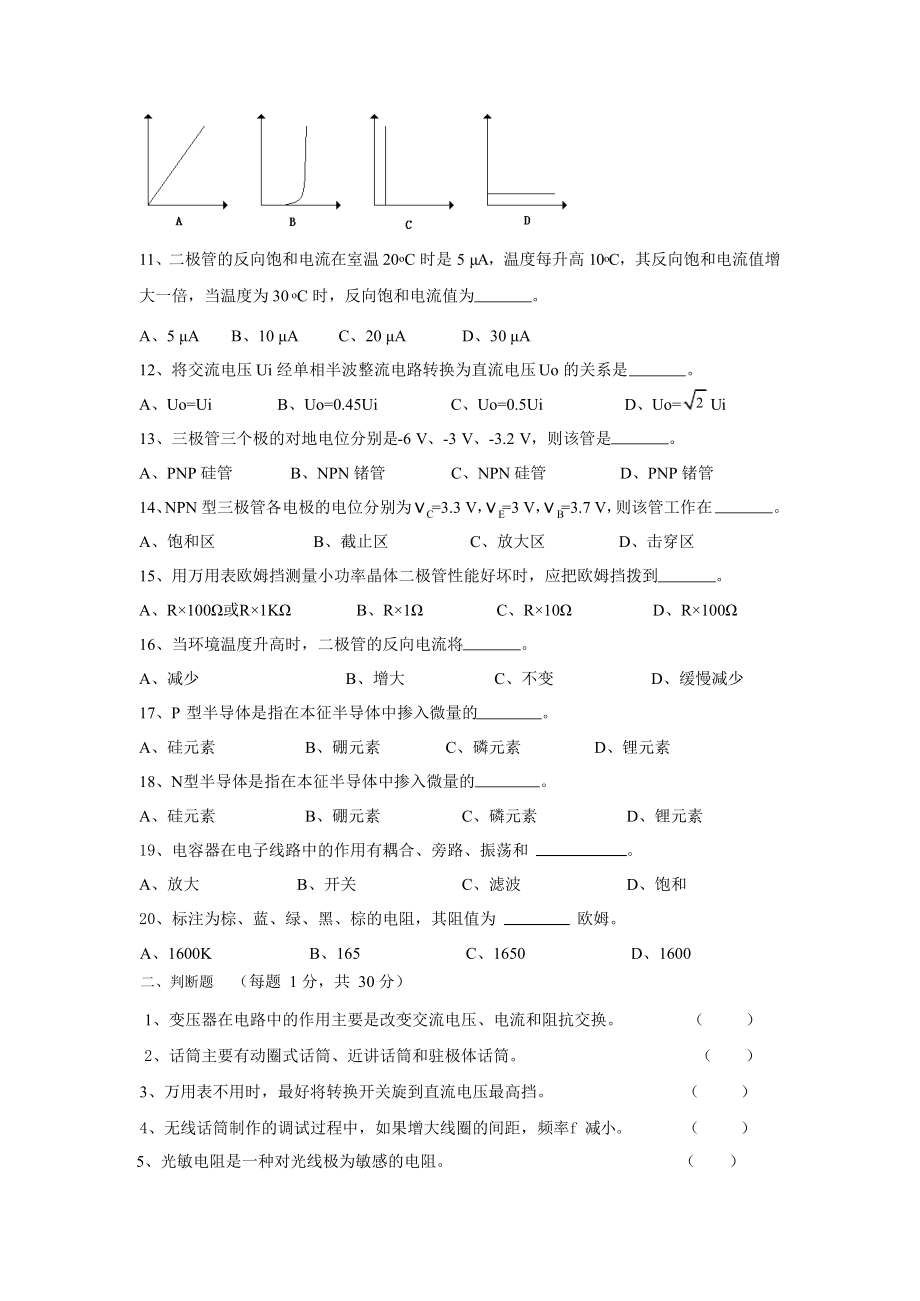 电子产品装配与调试理论试题一.docx_第2页