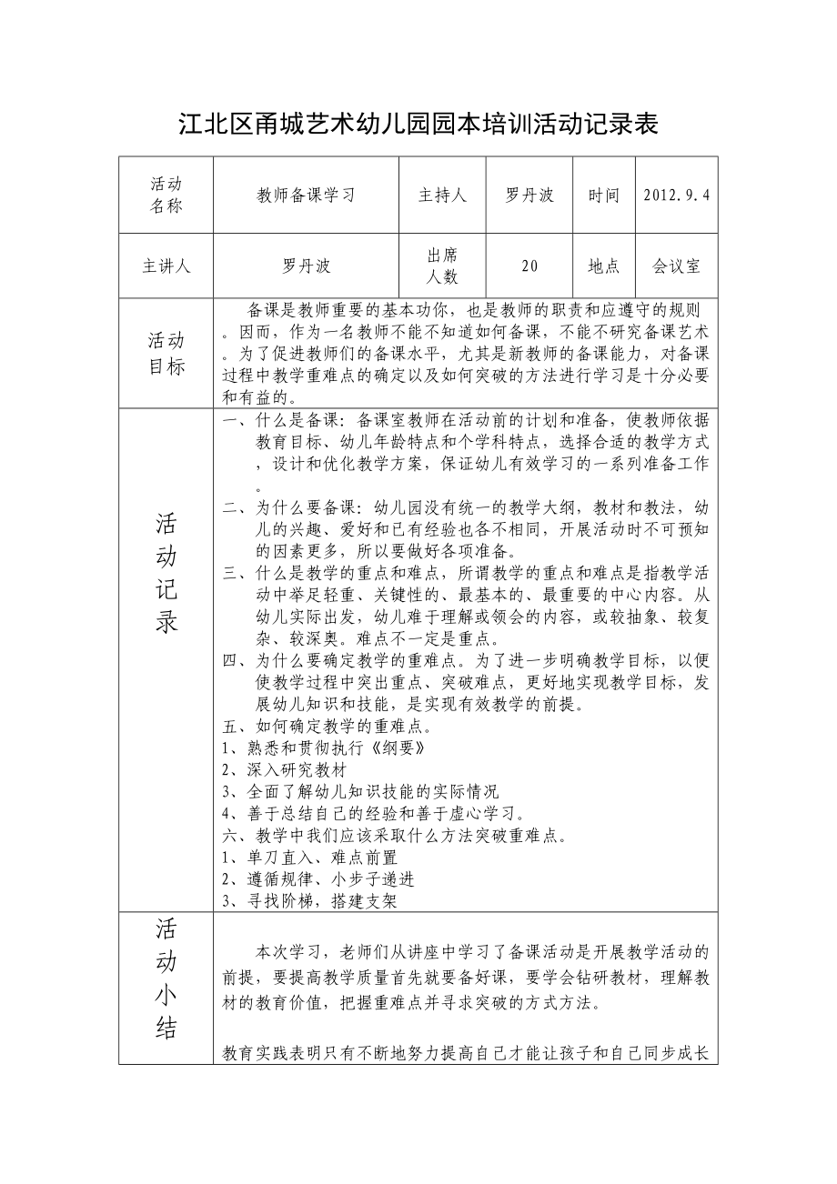 园本培训活动记录表(DOC)(DOC 19页).doc_第1页