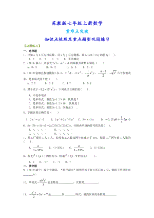 苏教版七年级上册数学[《代数式》全章复习与巩固(基础)重点题型巩固练习].doc