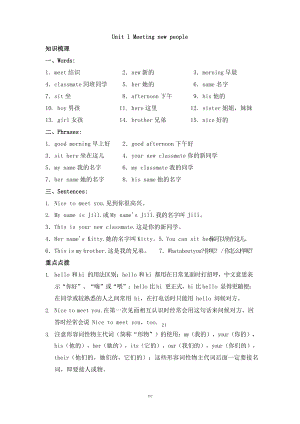 小学英语沪教版(三年级起点)四年级上册 知识点总结.docx