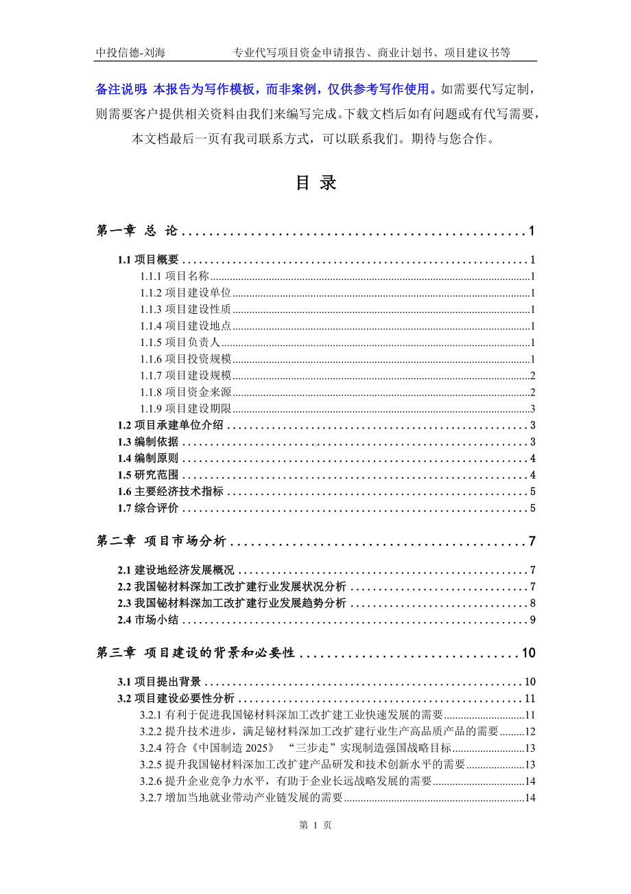 铋材料深加工改扩建项目资金申请报告模板.doc_第2页