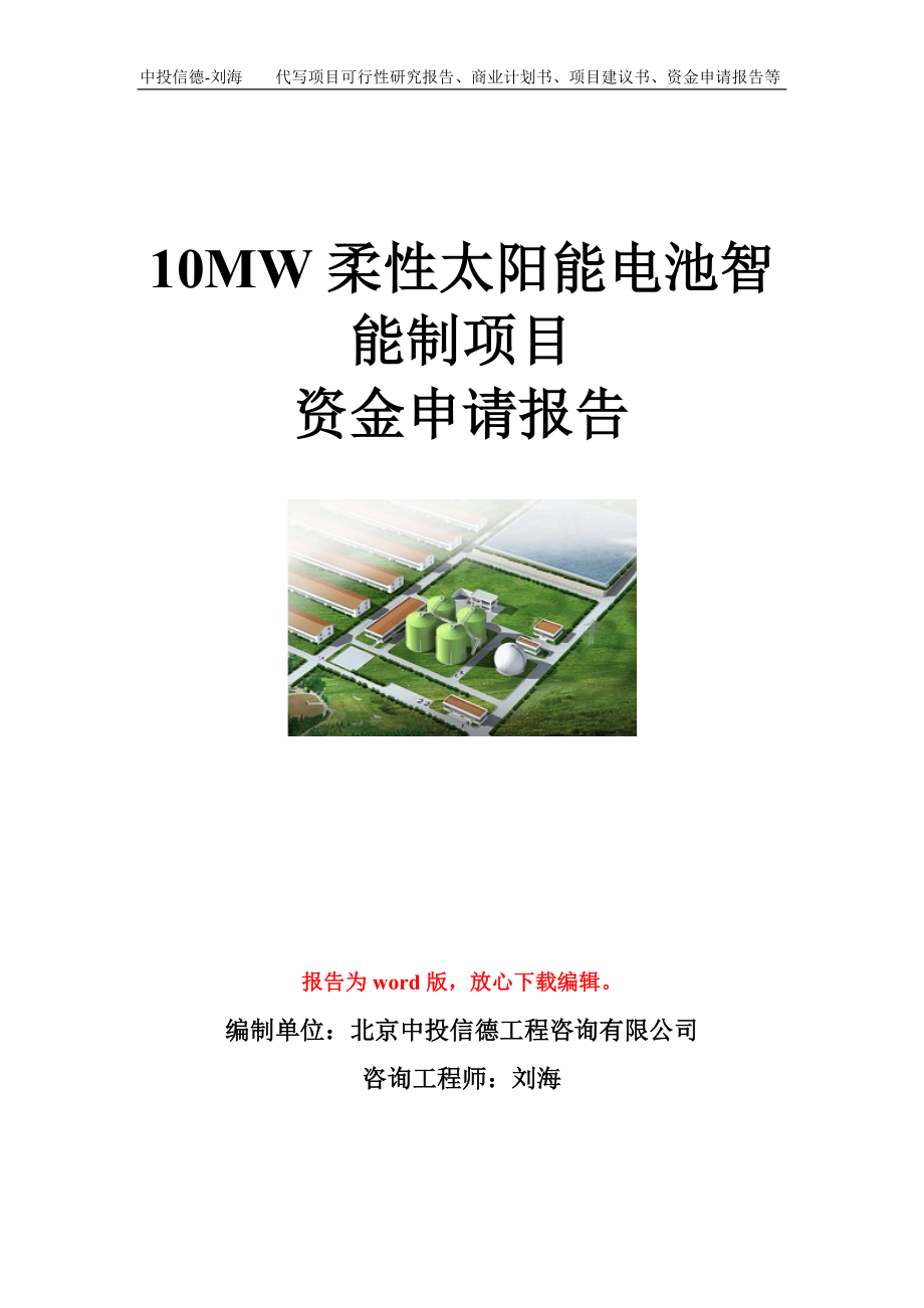 10MW柔性太阳能电池智能制项目资金申请报告模板.doc_第1页