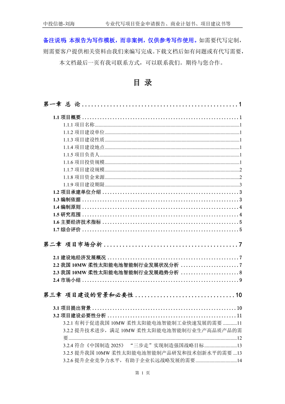 10MW柔性太阳能电池智能制项目资金申请报告模板.doc_第2页