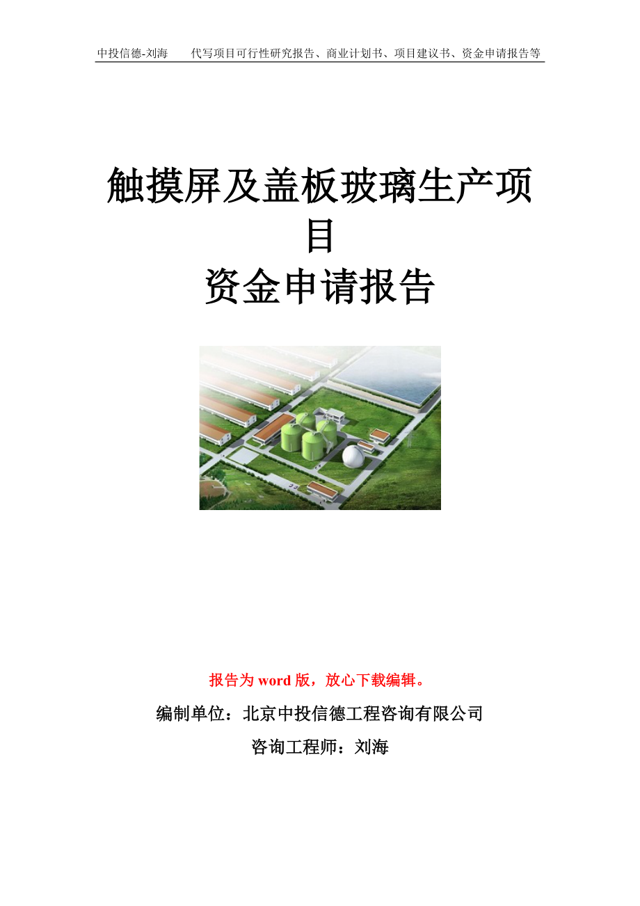 触摸屏及盖板玻璃生产项目资金申请报告模板.doc_第1页