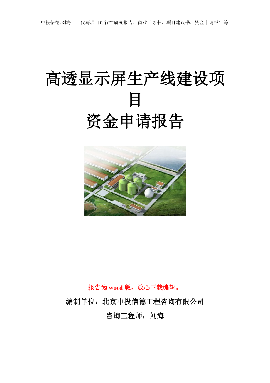 高透显示屏生产线建设项目资金申请报告模板.doc_第1页