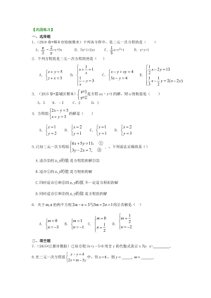 苏教版七年级下册数学[二元一次方程组的相关概念(基础)重点题型巩固练习].doc