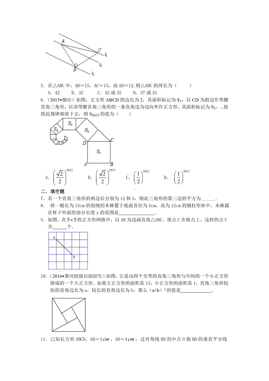 苏教版八年级上册数学[勾股定理(提高)重点题型巩固练习].doc_第2页