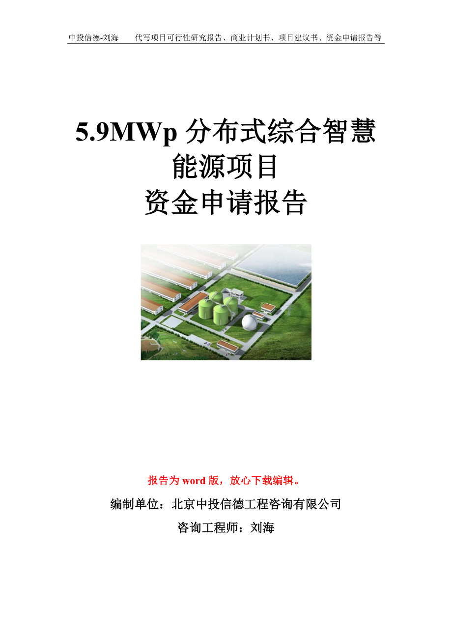 5.9MWp分布式综合智慧能源项目资金申请报告模板.doc_第1页