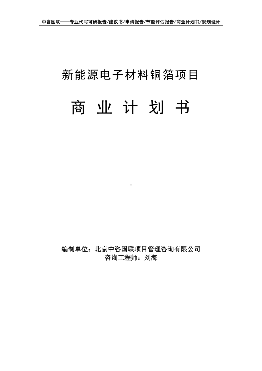 新能源电子材料铜箔项目商业计划书写作模板-融资招商.doc_第1页