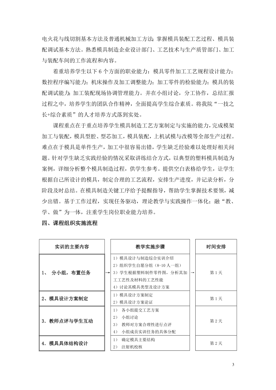 模具制造综合实训课程教学设计方案.doc_第3页