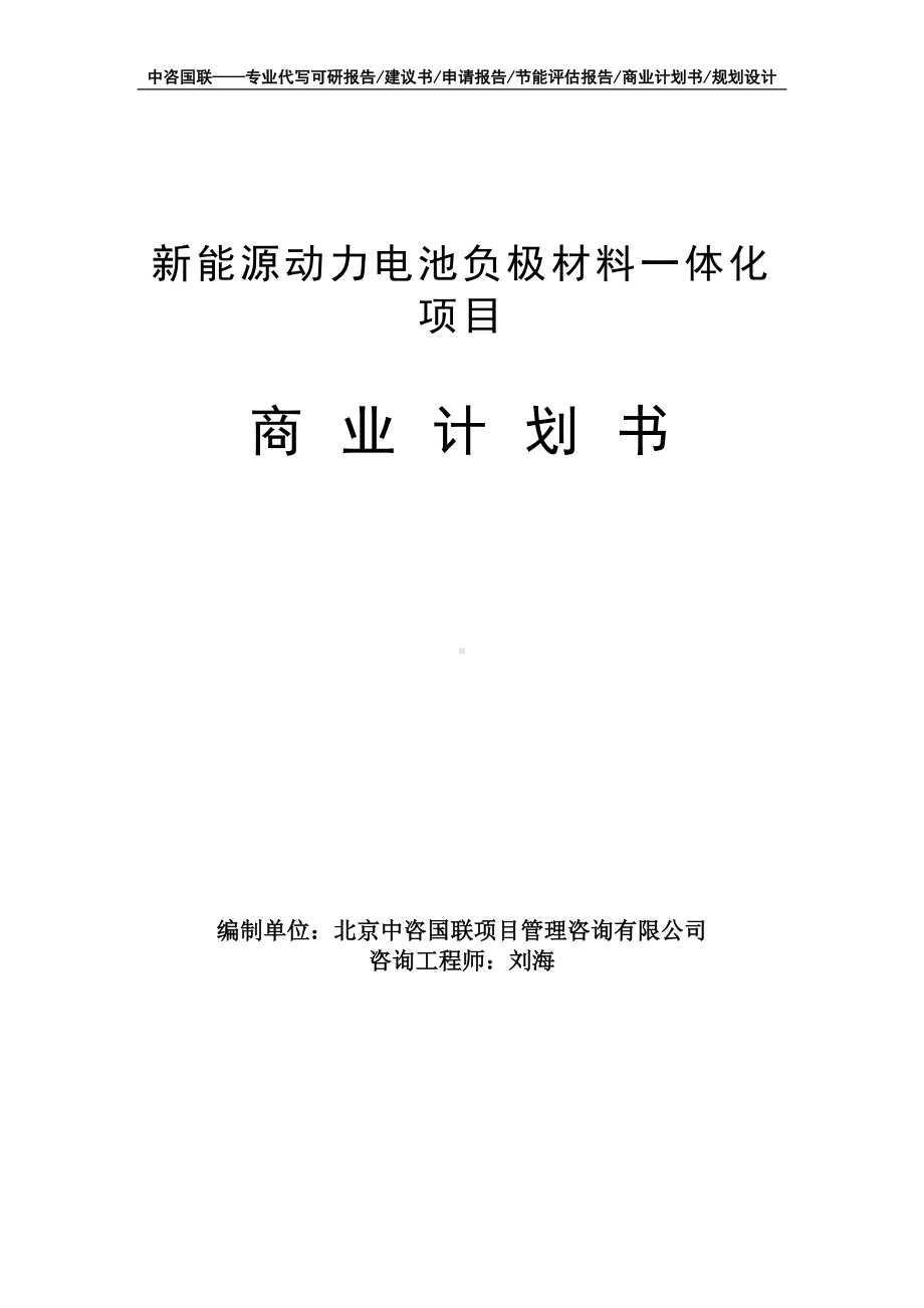 新能源动力电池负极材料一体化项目商业计划书写作模板-融资招商.doc_第1页