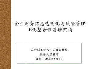 企业财务信息透明化与风险管理-E化整合性基础架构课件.ppt