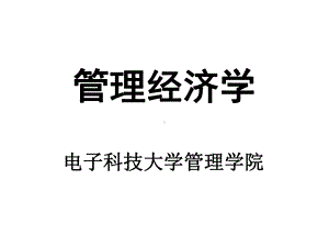 电子科技大学管理学院《管理经济学》课件.ppt