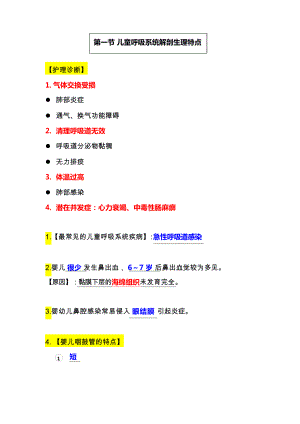 儿科护理学知识点总结- 呼吸系统疾病患儿的额护理.docx