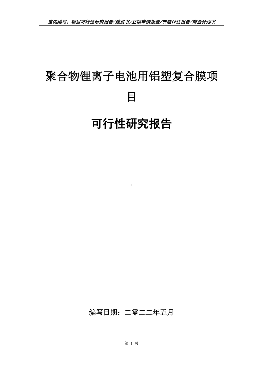 聚合物锂离子电池用铝塑复合膜项目可行性报告（写作模板）.doc_第1页