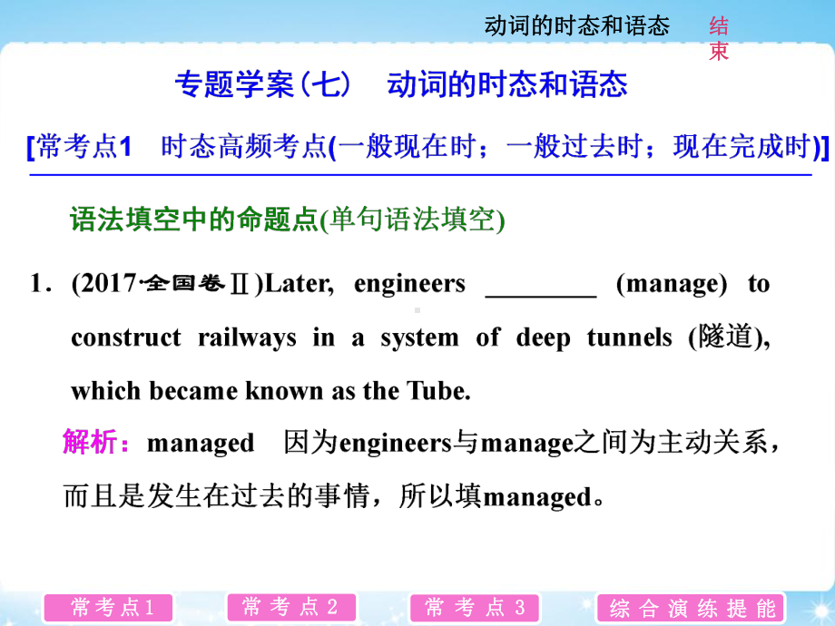 高考英语二轮辅导：-专题一-语法主导下的语法填空与短文改错-专题学案(七)-动词的时态和语态课件.ppt_第1页