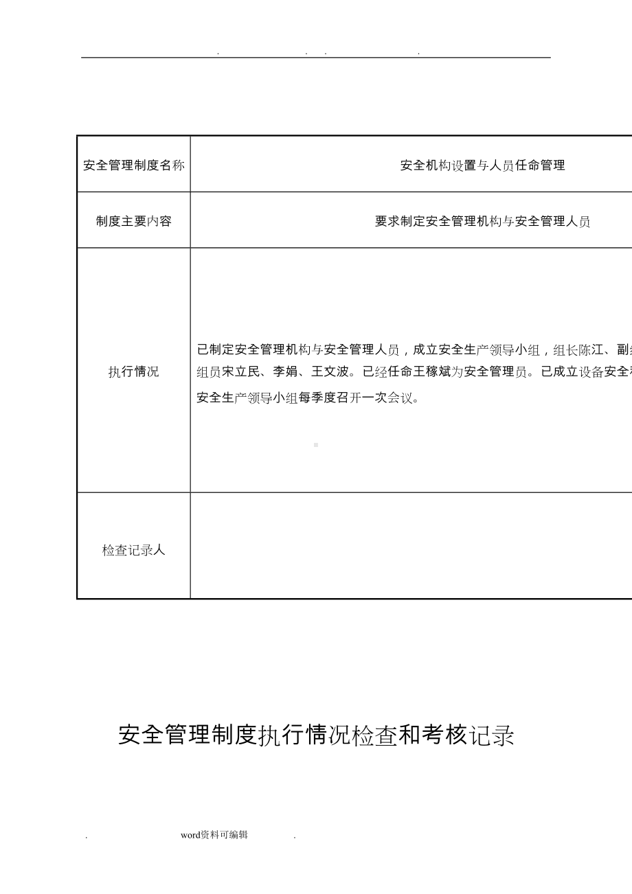 安全管理制度执行情况检查和考核记录文本(DOC 42页).doc_第2页