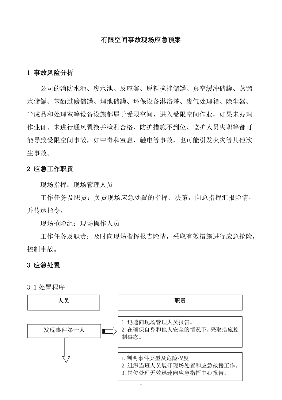 73（制度）有限空间事故现场应急预案参考模板范本.doc_第1页