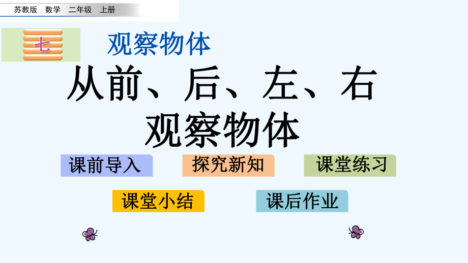 苏教版二年级数学上册第七单元71-从前、后、左、右观察物体课件.pptx_第1页