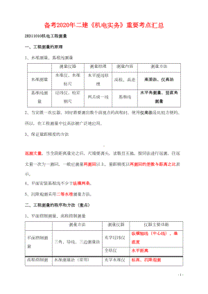 备考2020年二级建造师《机电实务》重要考点汇总(DOC 74页).doc